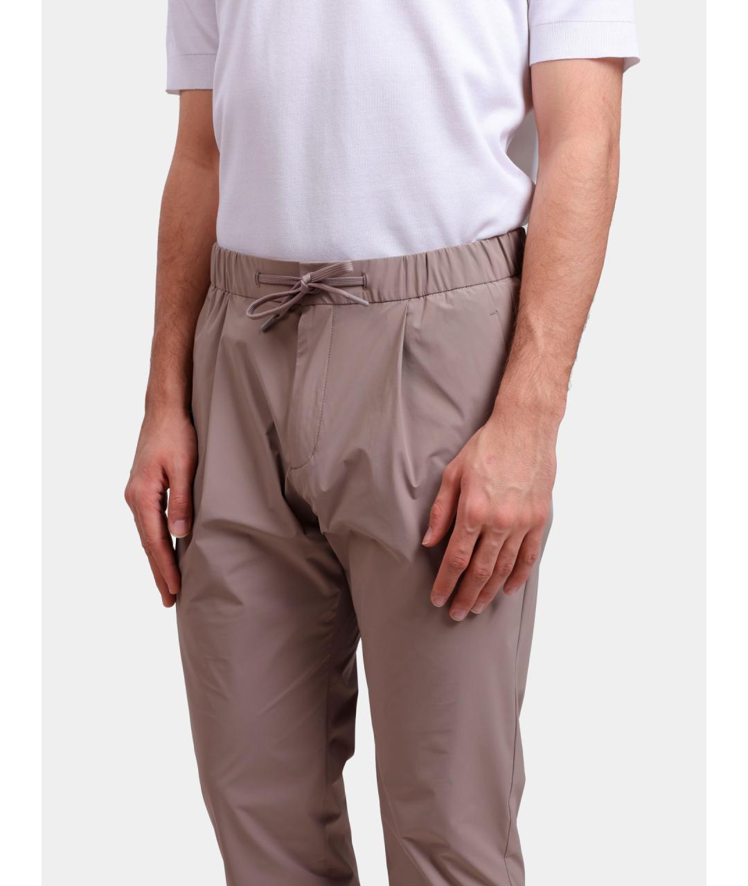 HERNO Бежевые полиамидовые повседневные брюки, фото 4
