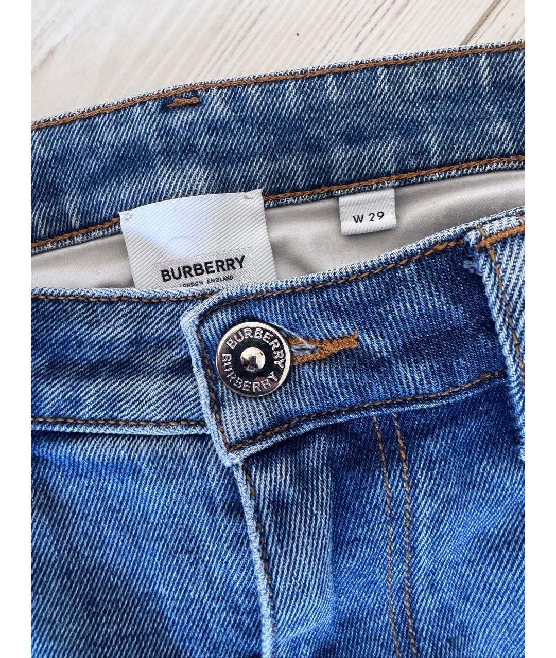 BURBERRY Голубые хлопковые джинсы слим, фото 5