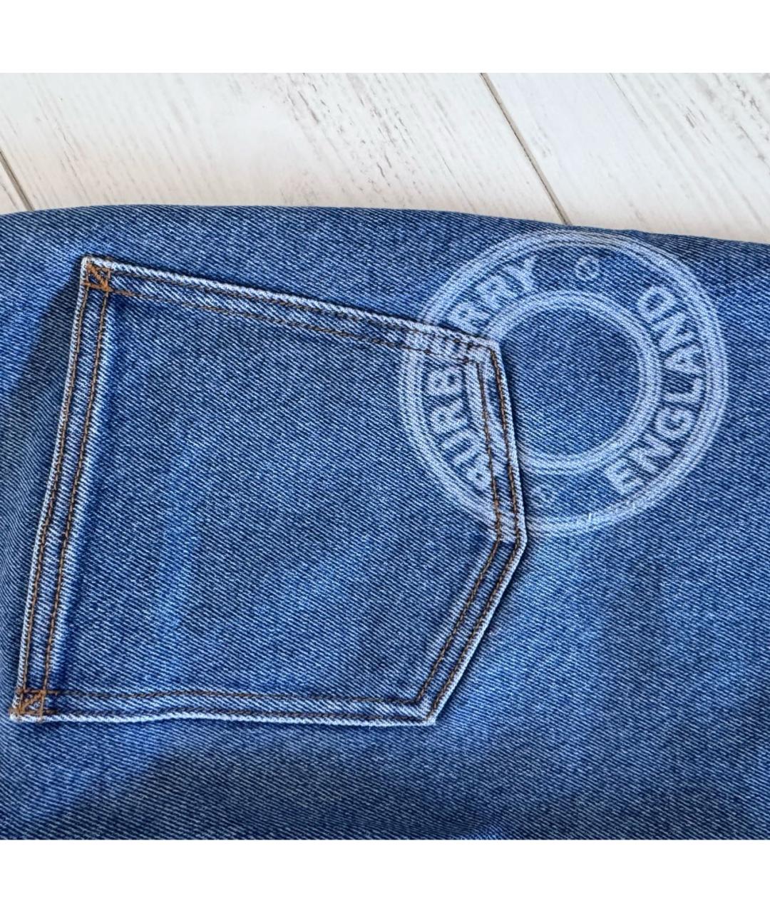 BURBERRY Голубые хлопковые джинсы слим, фото 4