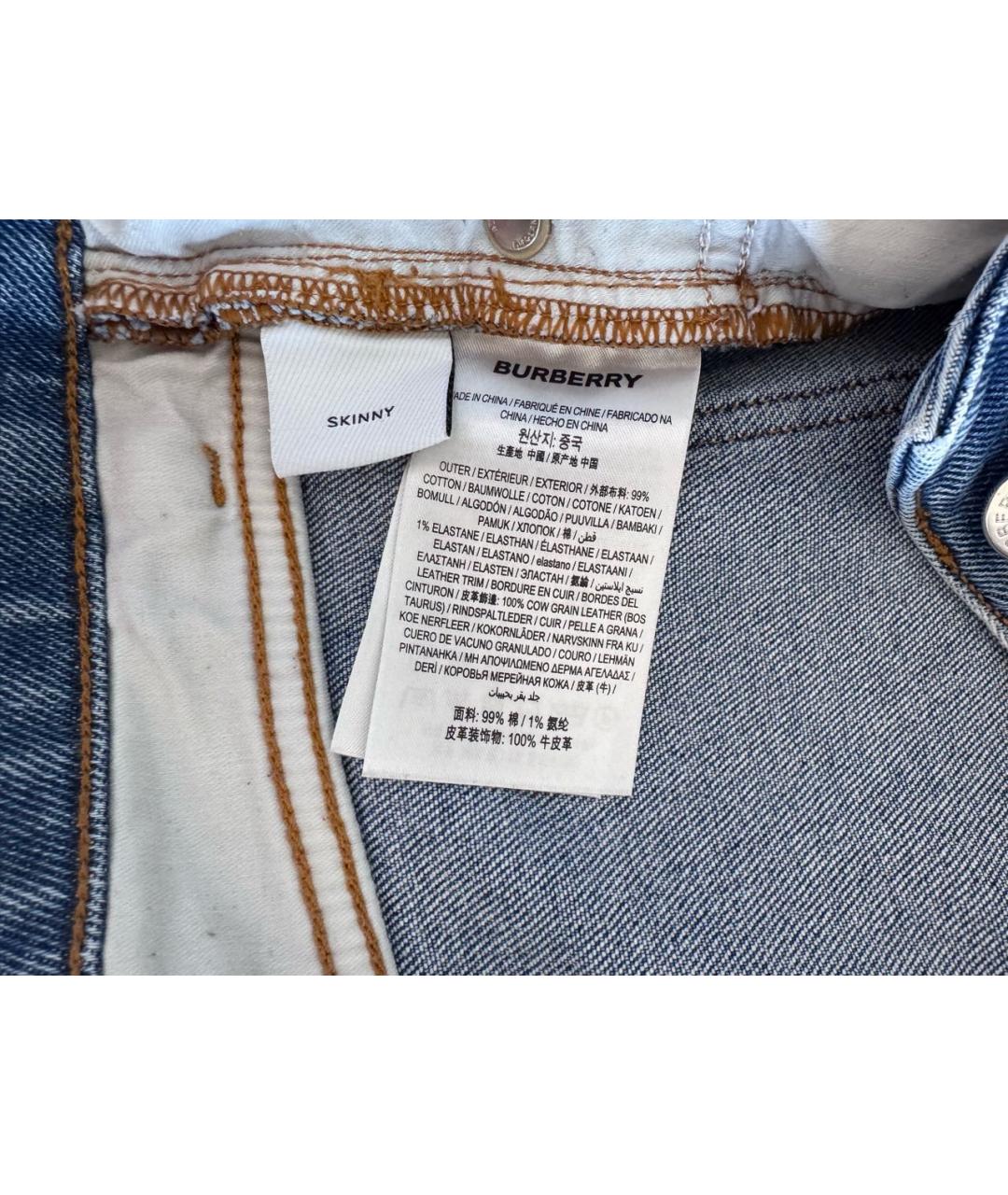 BURBERRY Голубые хлопковые джинсы слим, фото 6