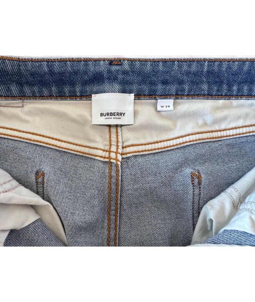BURBERRY Голубые хлопковые джинсы слим, фото 3