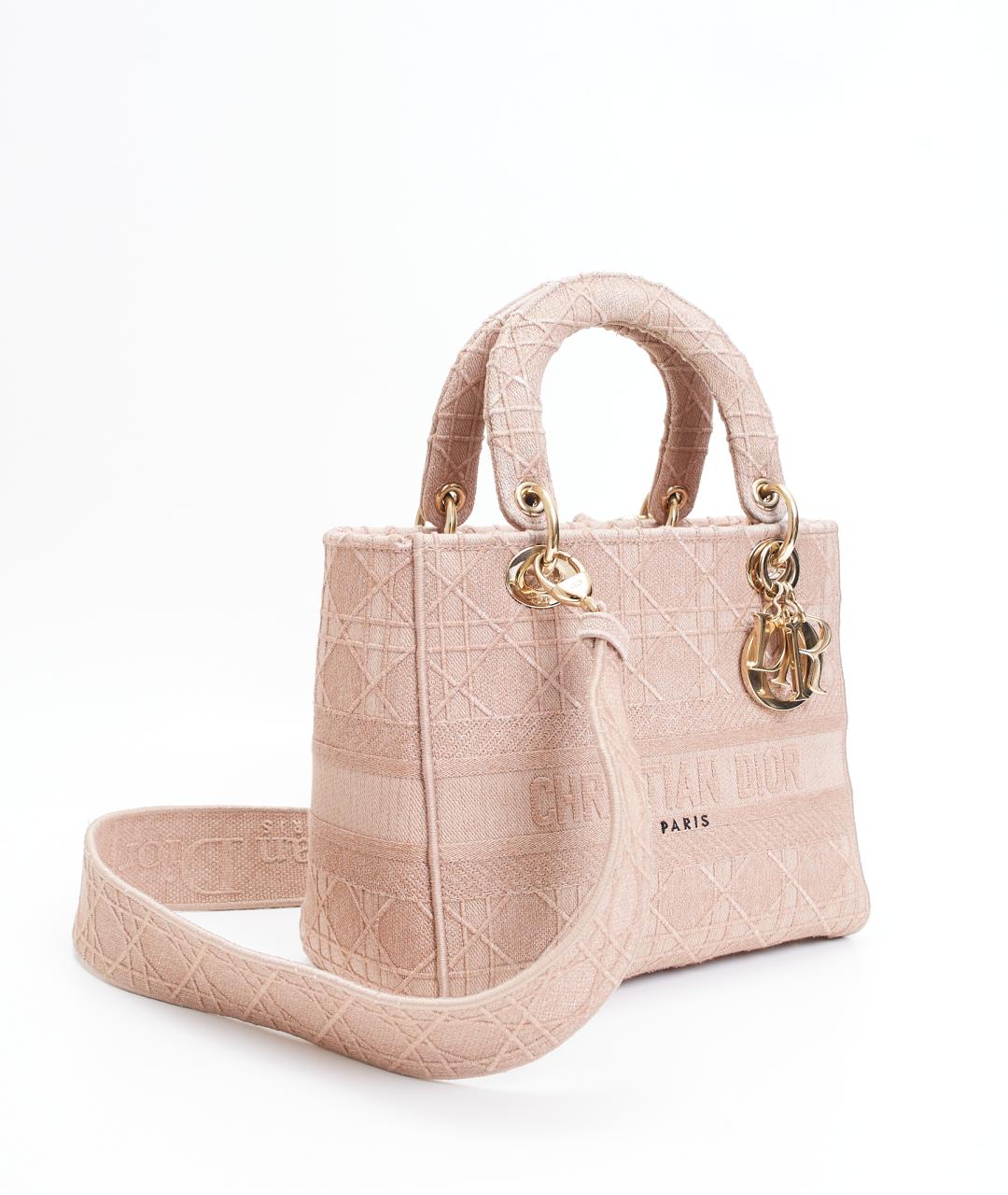 CHRISTIAN DIOR Розовая тканевая сумка через плечо, фото 8