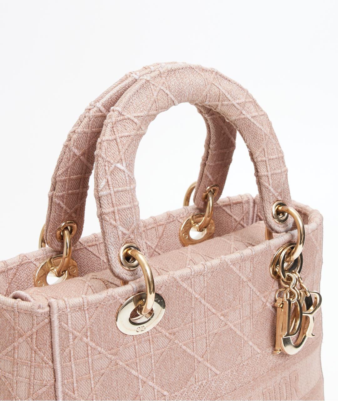 CHRISTIAN DIOR Розовая тканевая сумка через плечо, фото 4