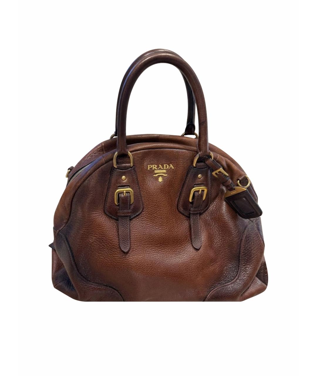 PRADA Коричневая кожаная сумка тоут, фото 1