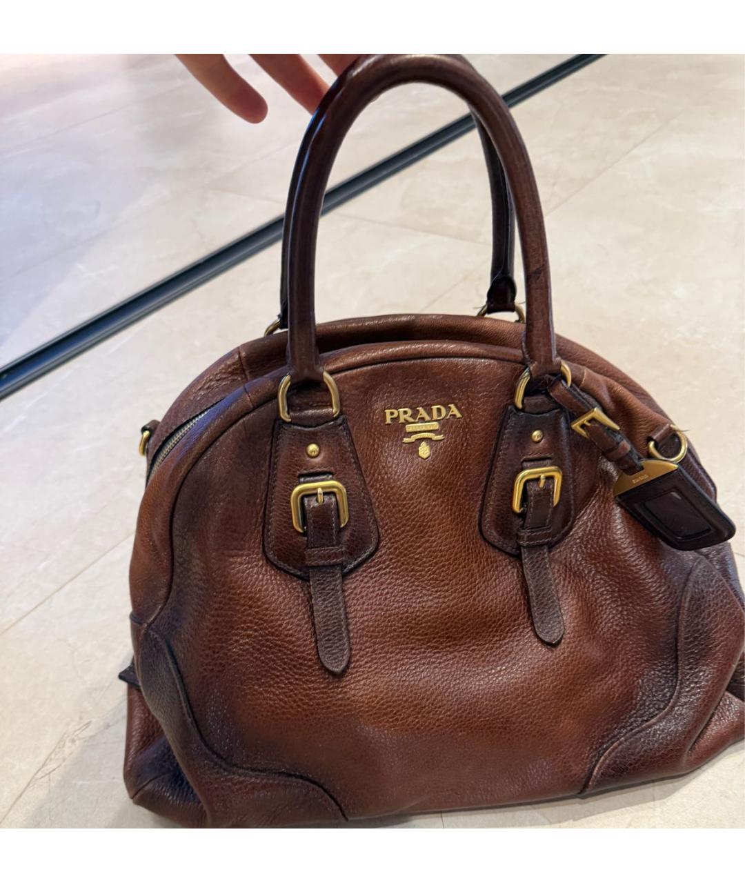 PRADA Коричневая кожаная сумка тоут, фото 5