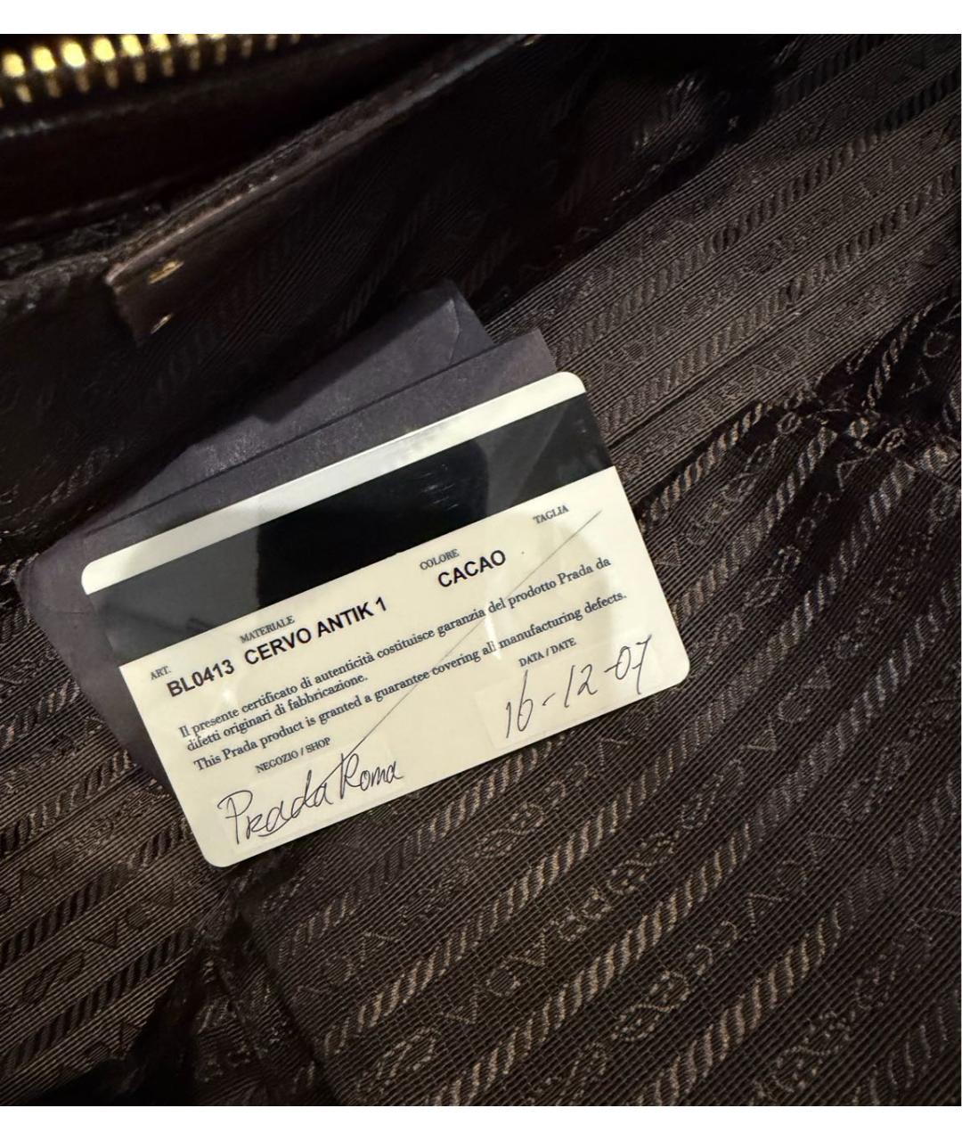 PRADA Коричневая кожаная сумка тоут, фото 4