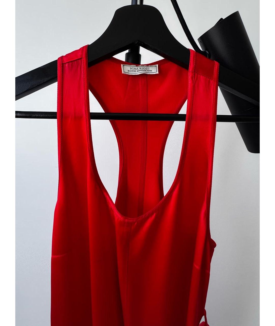 NINA RICCI Красное ацетатное коктейльное платье, фото 3