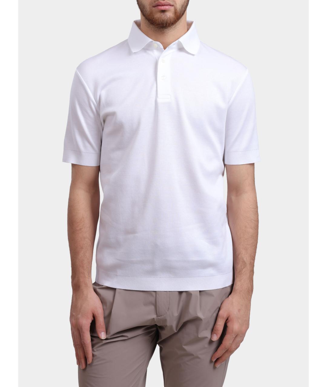 HERNO Белое хлопковое поло с коротким рукавом, фото 6