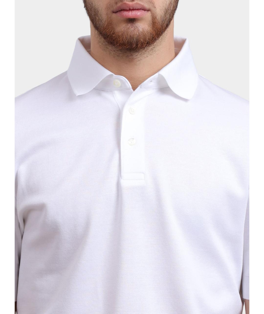 HERNO Белое хлопковое поло с коротким рукавом, фото 3