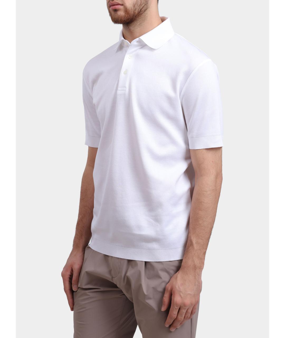 HERNO Белое хлопковое поло с коротким рукавом, фото 4
