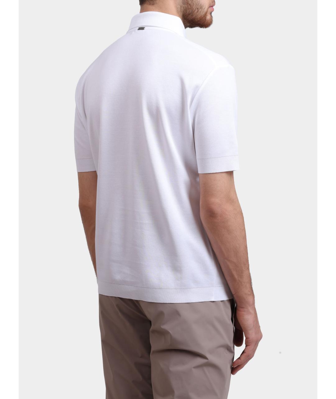 HERNO Белое хлопковое поло с коротким рукавом, фото 5