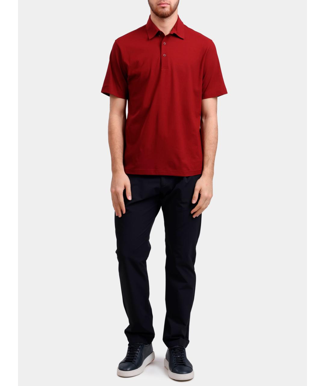 HERNO Красное хлопковое поло с коротким рукавом, фото 2