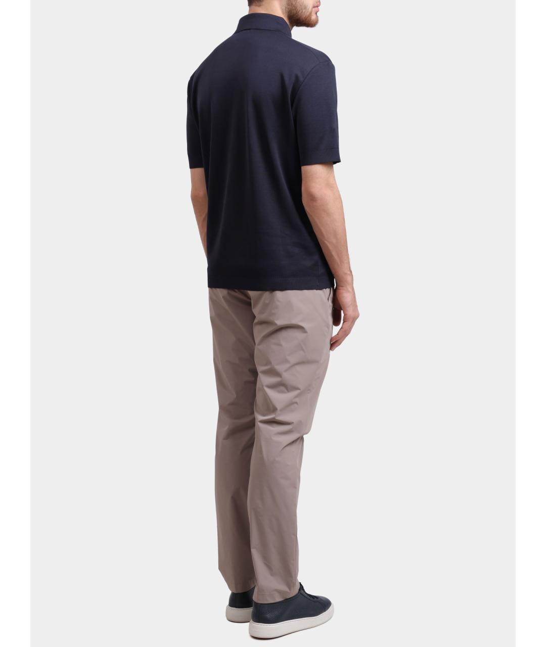 HERNO Темно-синее хлопковое поло с коротким рукавом, фото 4