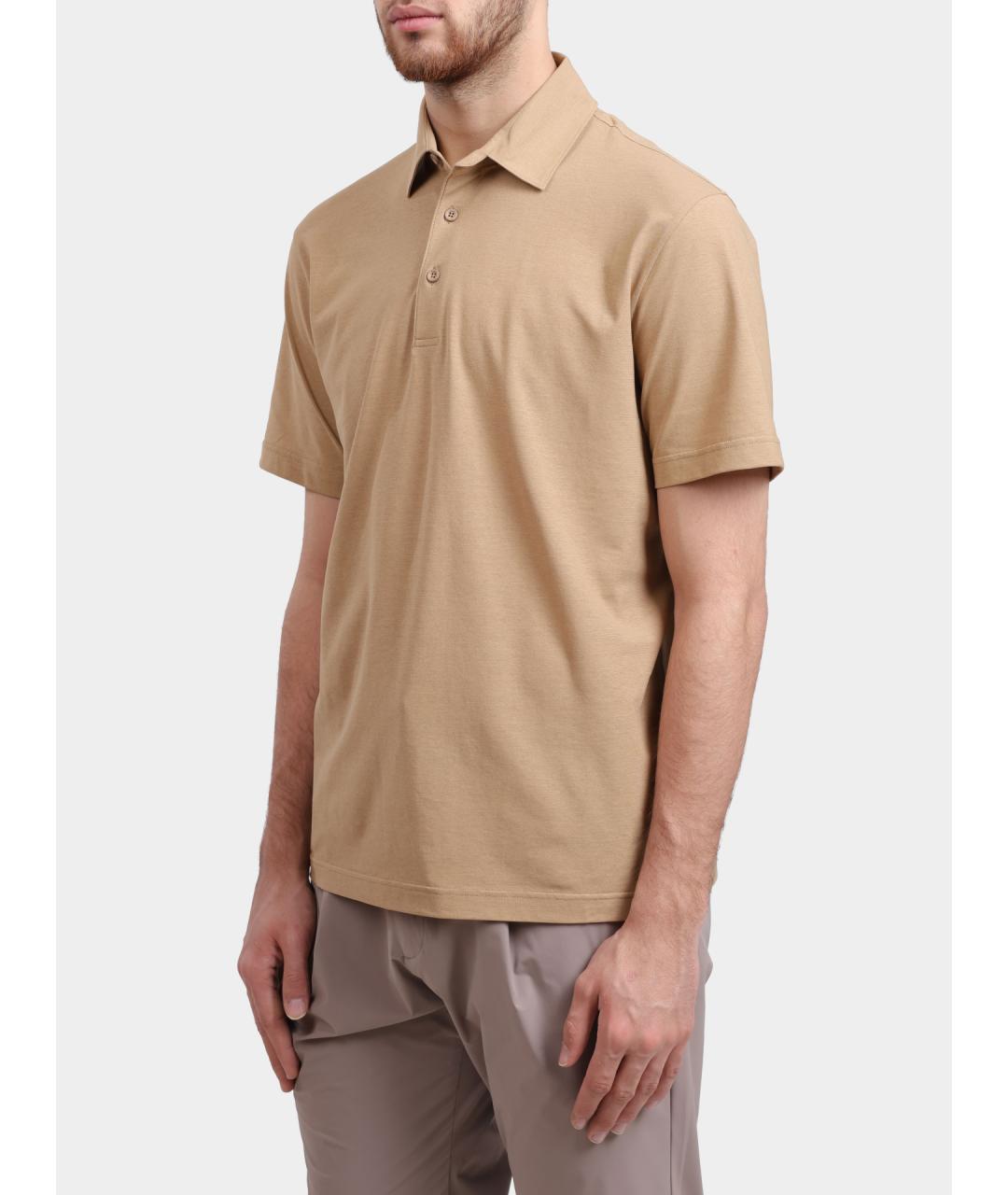 HERNO Бежевое хлопковое поло с коротким рукавом, фото 4