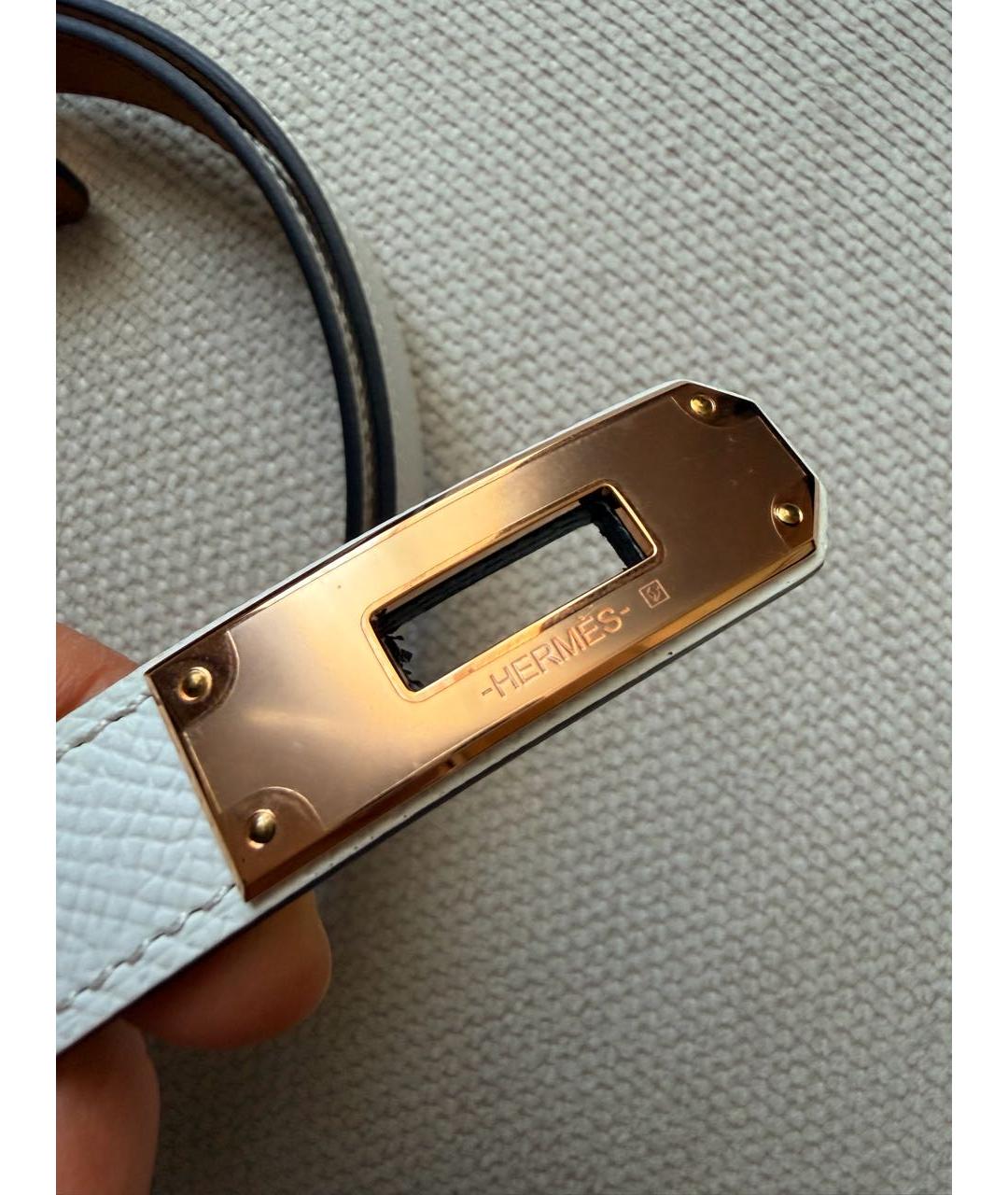 HERMES Белый кожаный ремень, фото 5