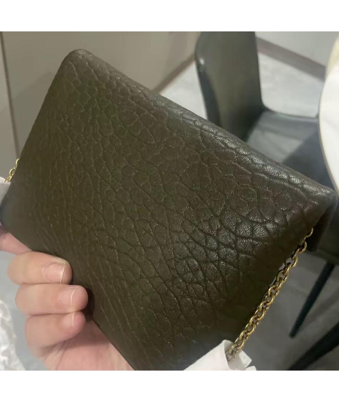 SAINT LAURENT Хаки кожаная сумка через плечо, фото 8