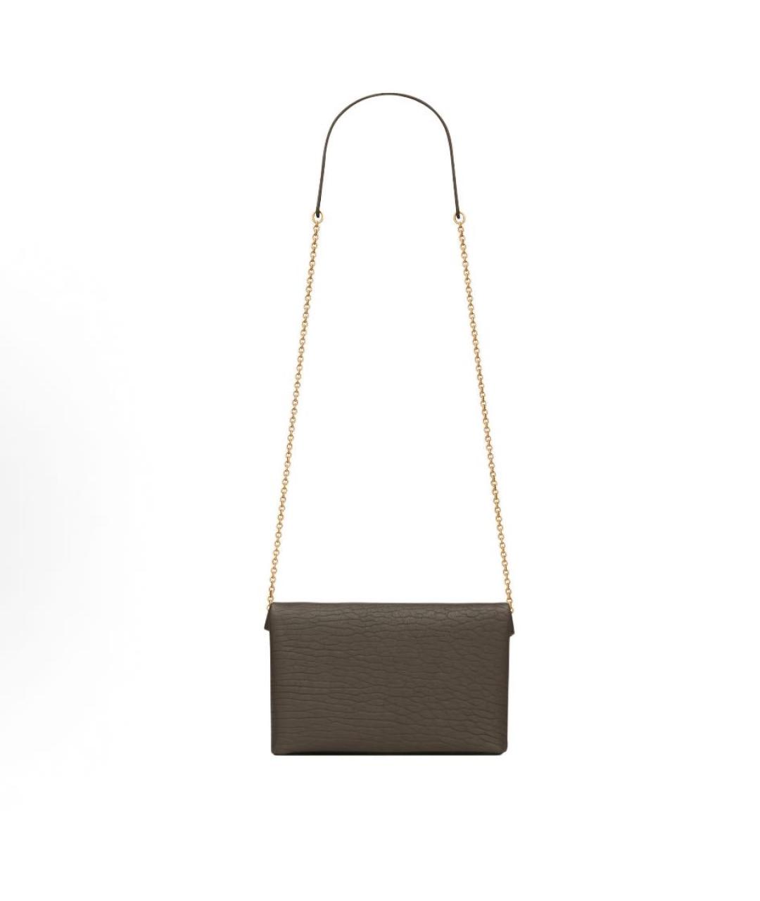 SAINT LAURENT Хаки кожаная сумка через плечо, фото 4