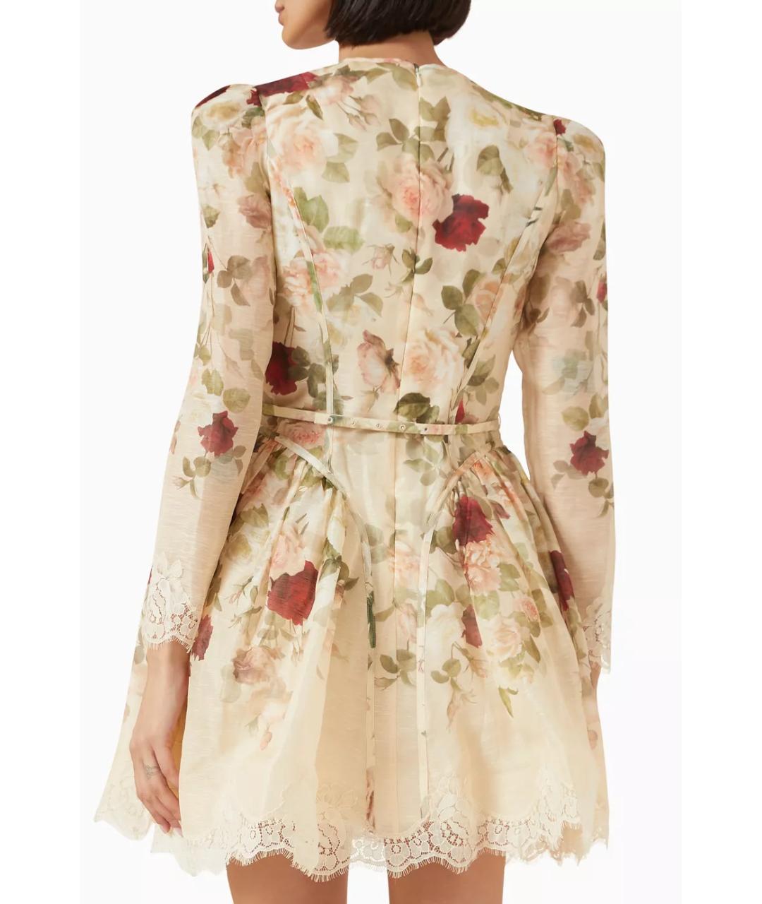 ZIMMERMANN Бежевое льняное коктейльное платье, фото 9