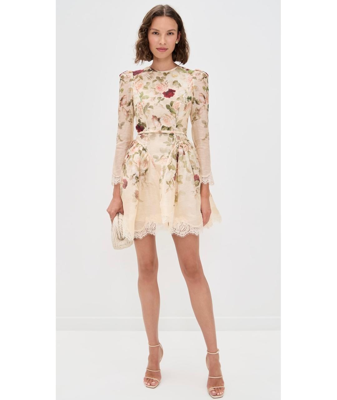ZIMMERMANN Бежевое льняное коктейльное платье, фото 4