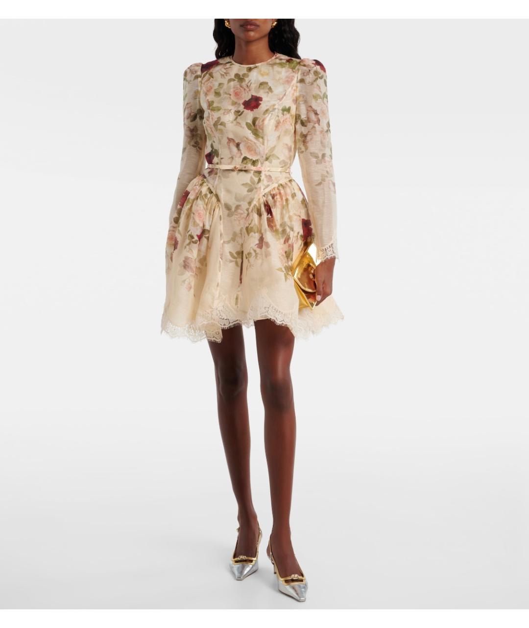 ZIMMERMANN Бежевое льняное коктейльное платье, фото 2