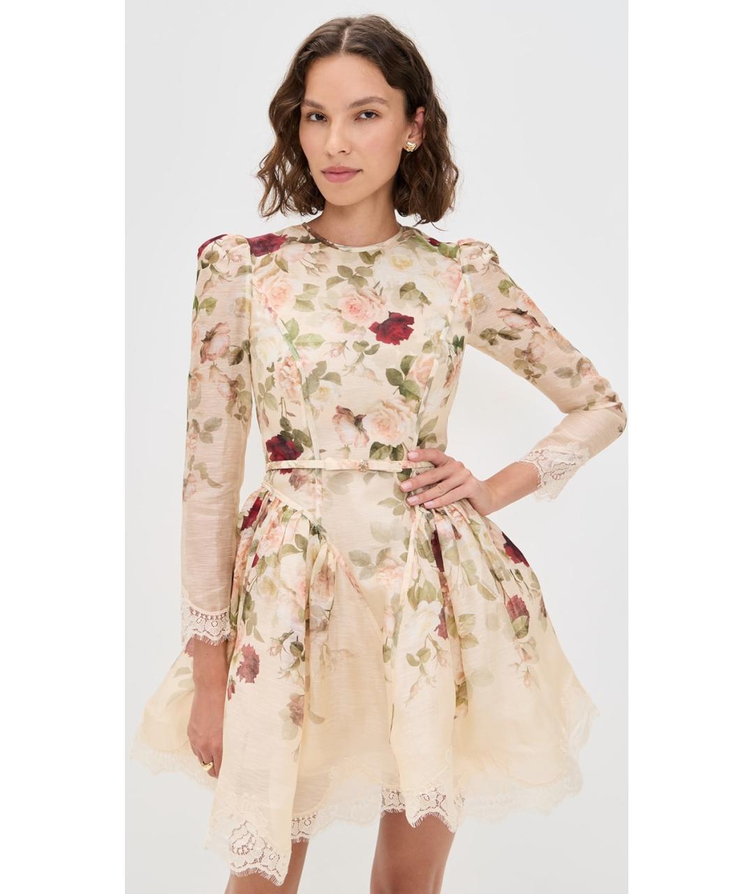 ZIMMERMANN Бежевое льняное коктейльное платье, фото 5