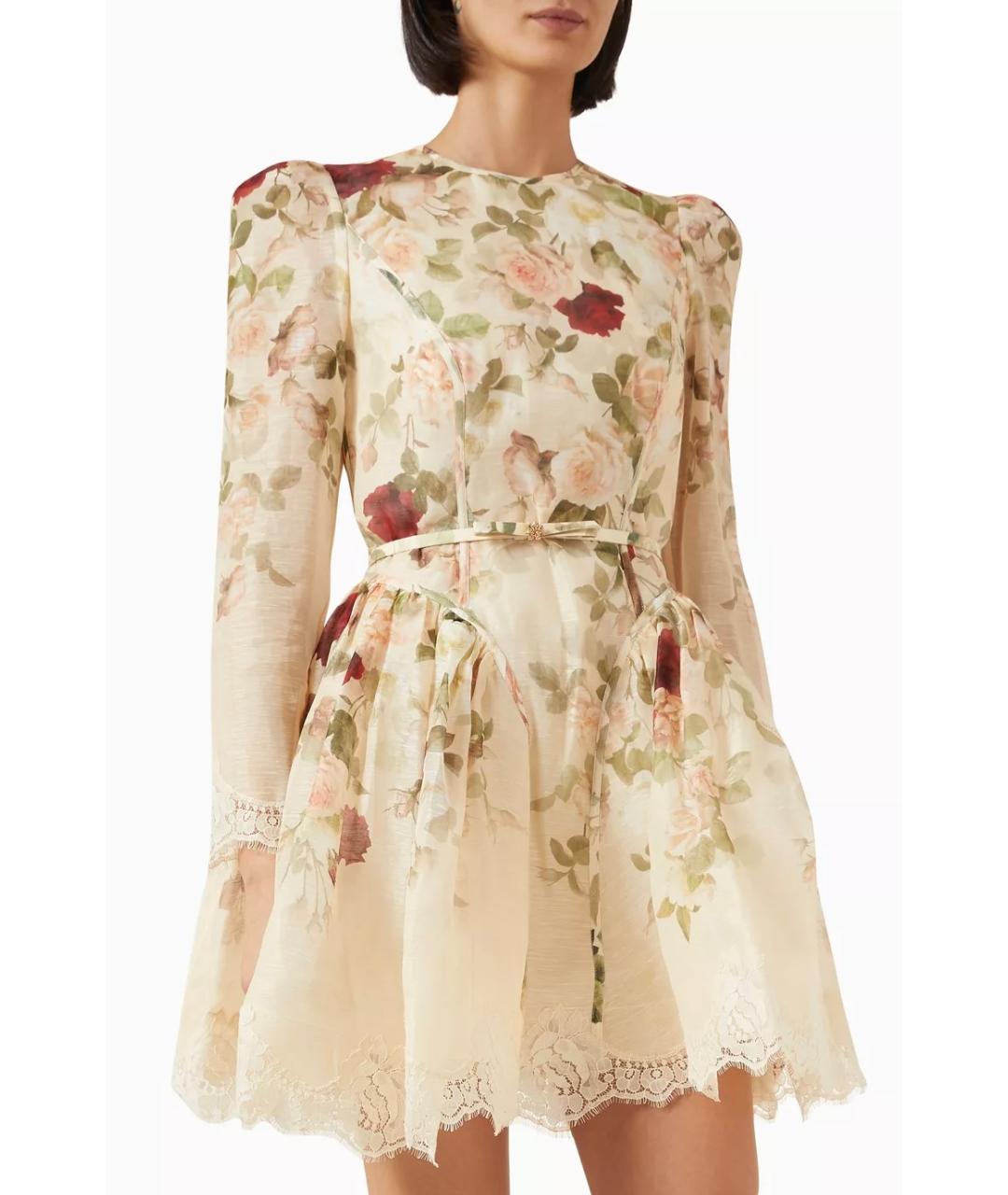 ZIMMERMANN Бежевое льняное коктейльное платье, фото 8