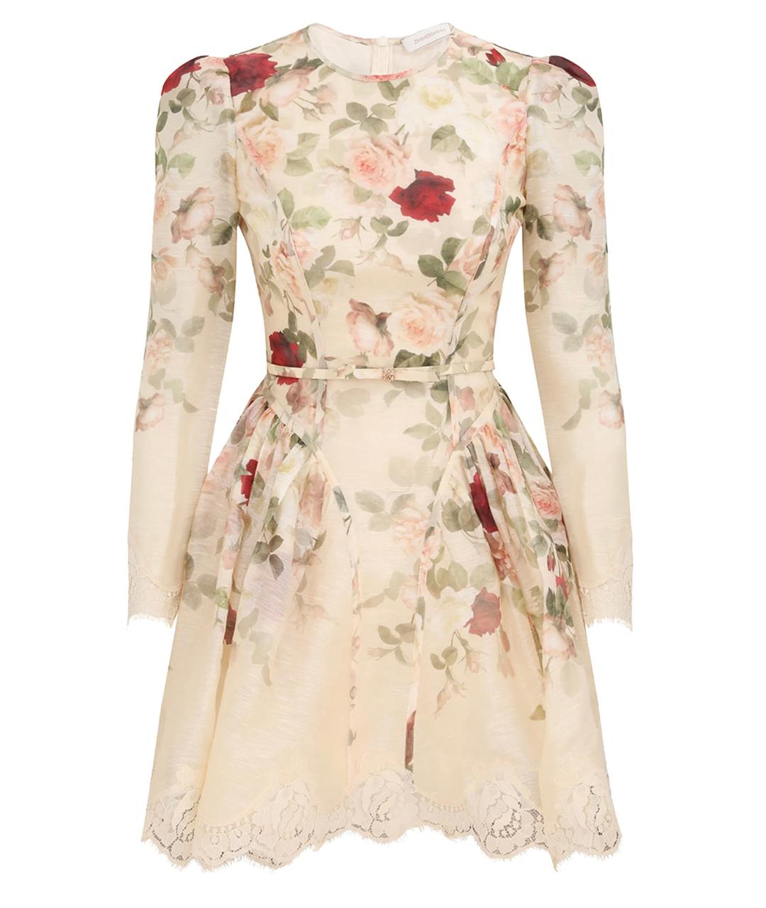 ZIMMERMANN Бежевое льняное коктейльное платье, фото 10