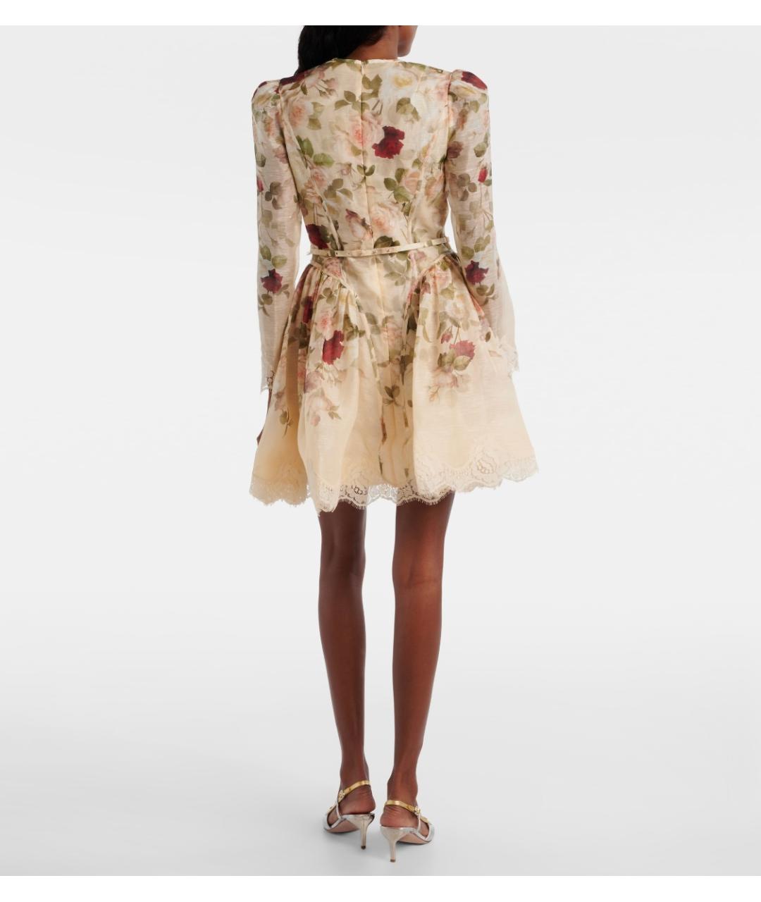 ZIMMERMANN Бежевое льняное коктейльное платье, фото 3