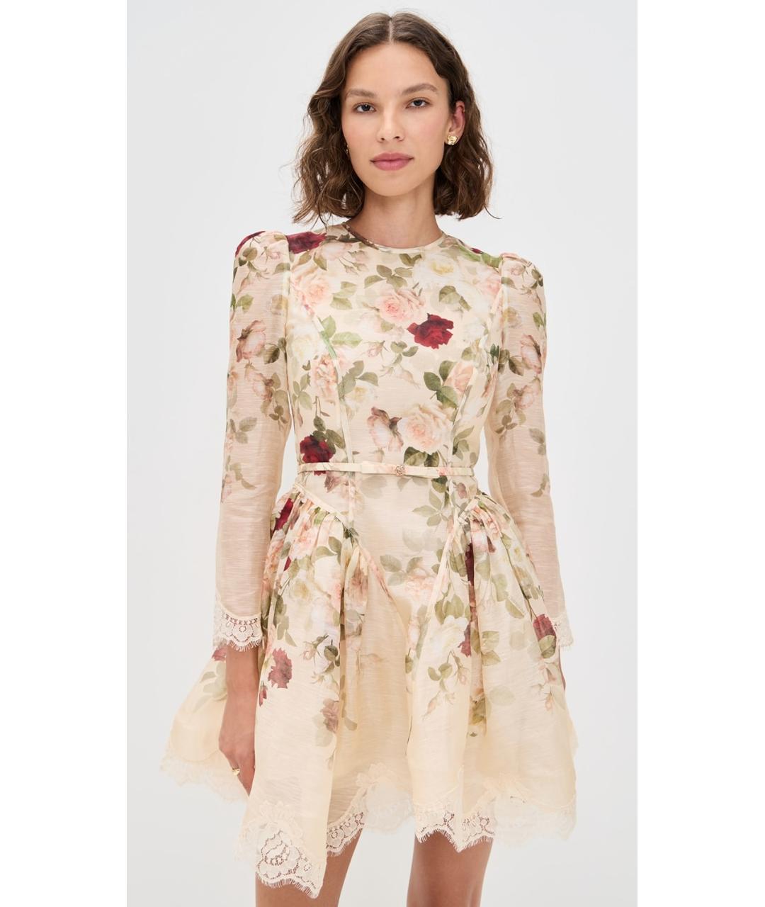 ZIMMERMANN Бежевое льняное коктейльное платье, фото 6