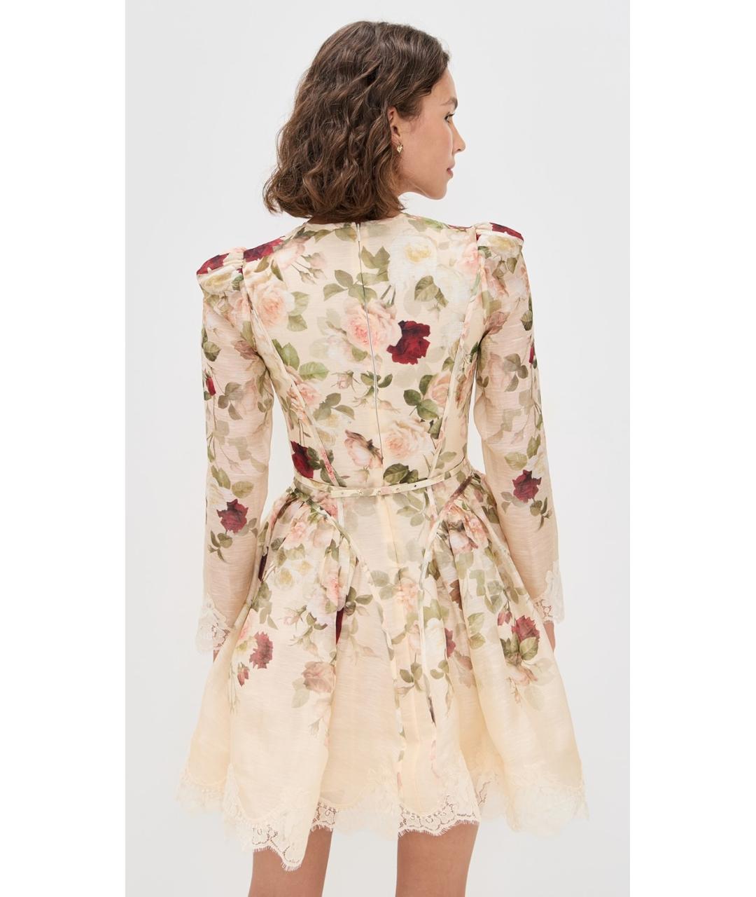 ZIMMERMANN Бежевое льняное коктейльное платье, фото 7