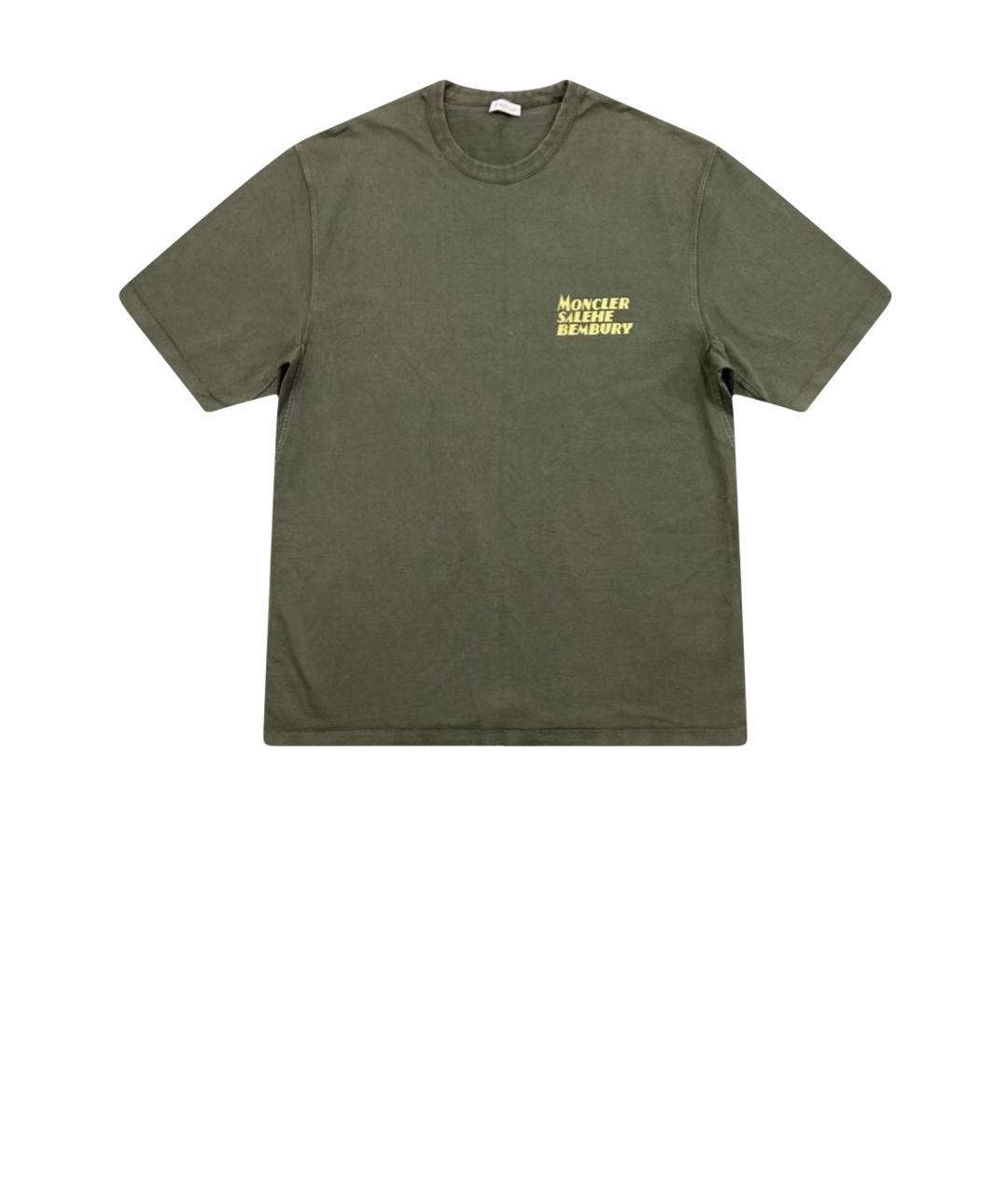 MONCLER Хаки хлопковая футболка, фото 1
