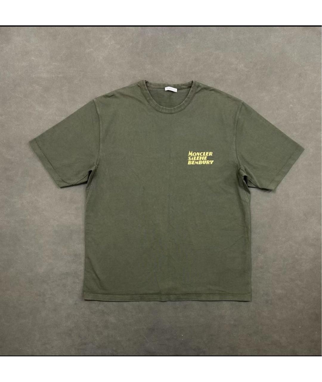 MONCLER Хаки хлопковая футболка, фото 2