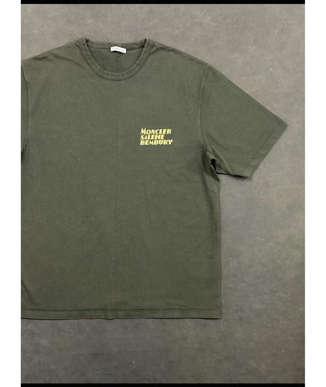 MONCLER Хаки хлопковая футболка, фото 3