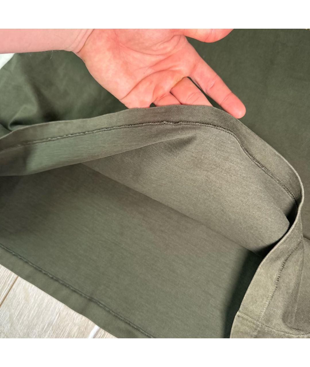 MONCLER Хаки хлопковая футболка, фото 5