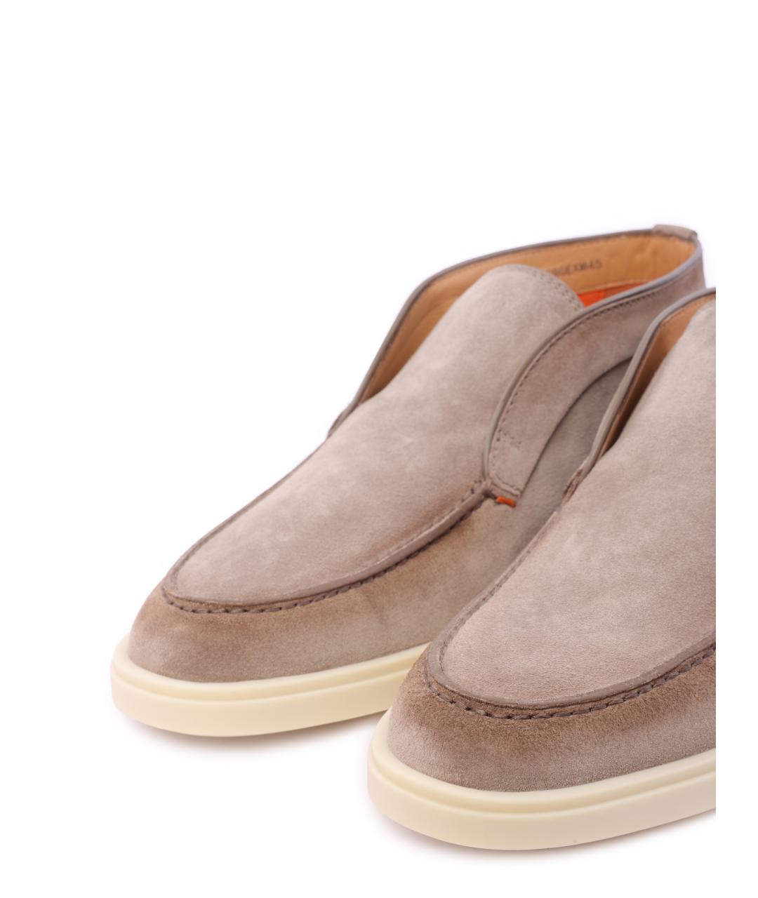 SANTONI Бежевые замшевые лоферы, фото 6