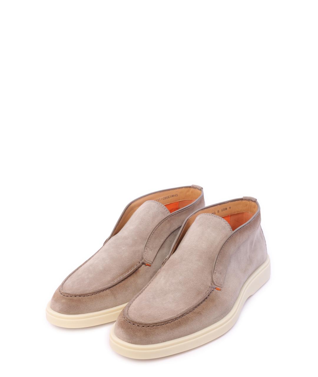 SANTONI Бежевые замшевые лоферы, фото 2