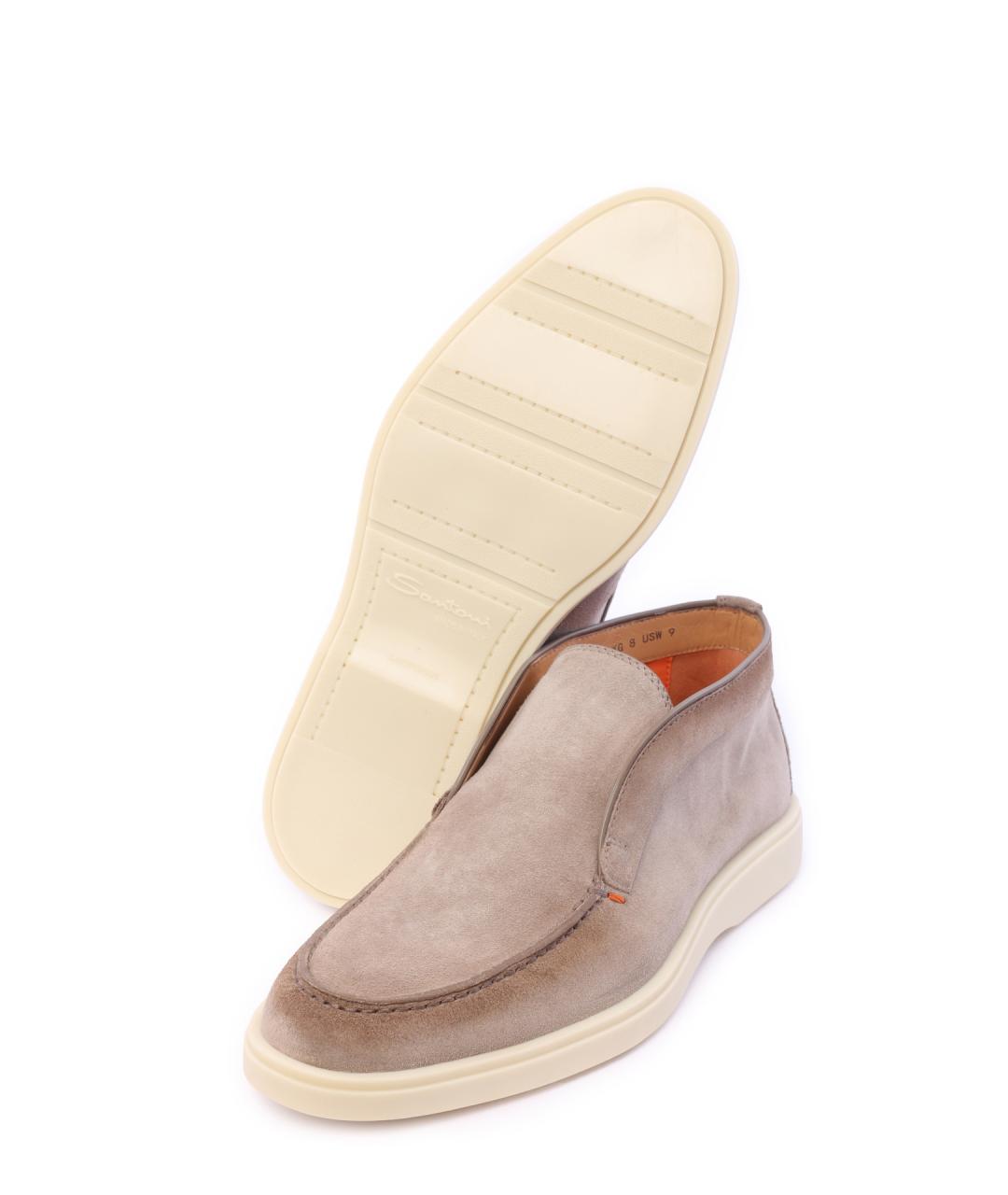SANTONI Бежевые замшевые лоферы, фото 4