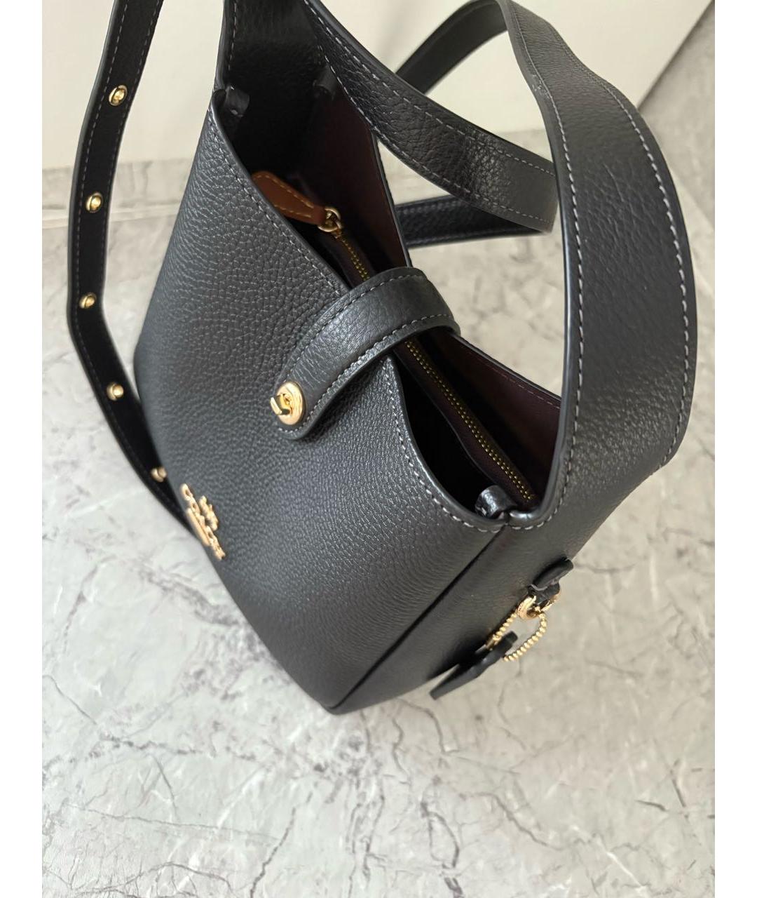 COACH Черная кожаная сумка через плечо, фото 6