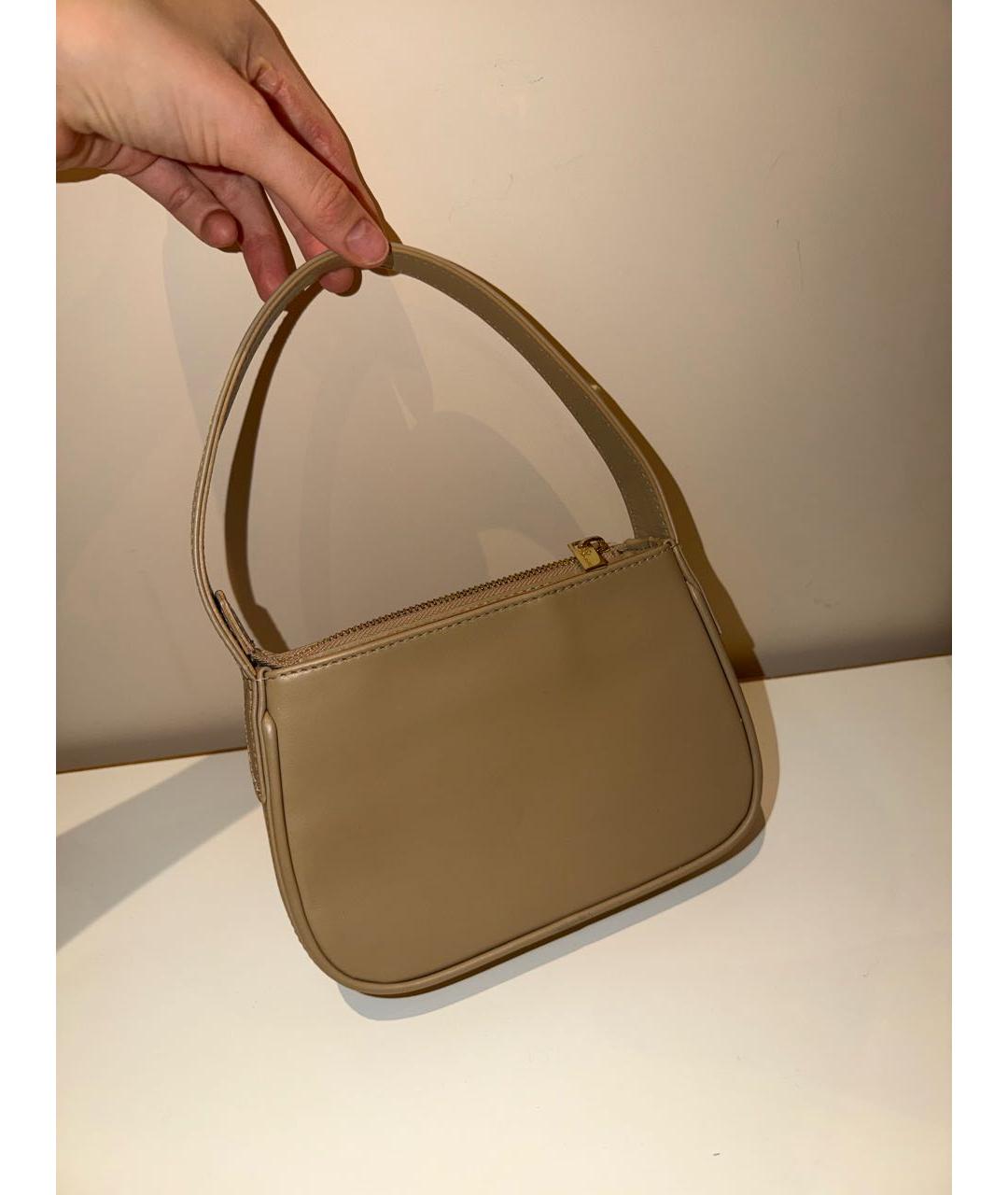BLUMARINE Бежевая кожаная сумка с короткими ручками, фото 4