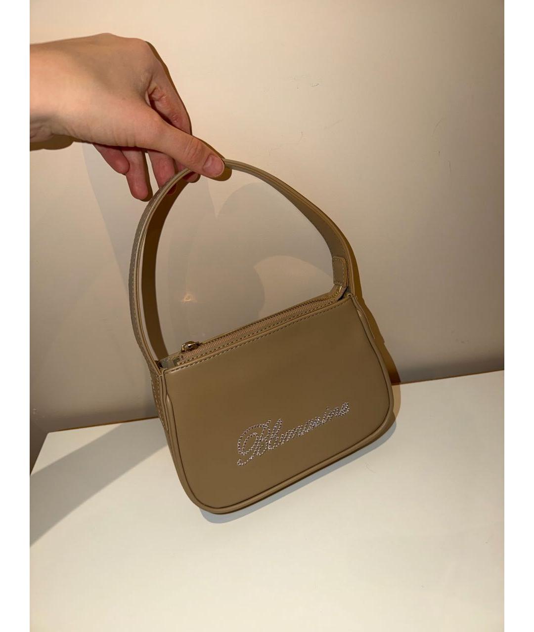 BLUMARINE Бежевая кожаная сумка с короткими ручками, фото 2