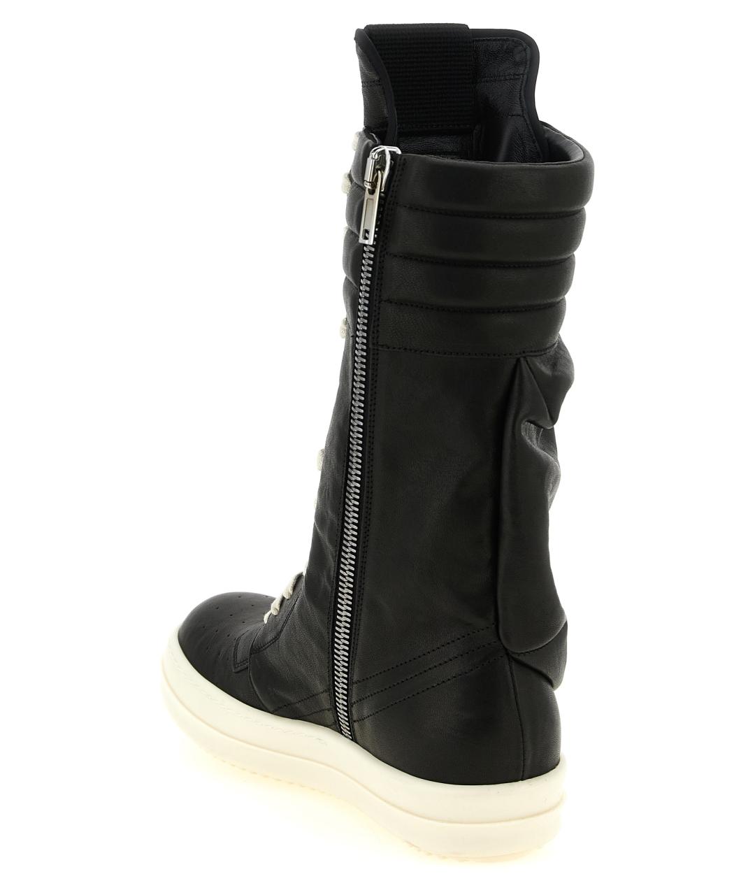 RICK OWENS Черные кожаные высокие ботинки, фото 3