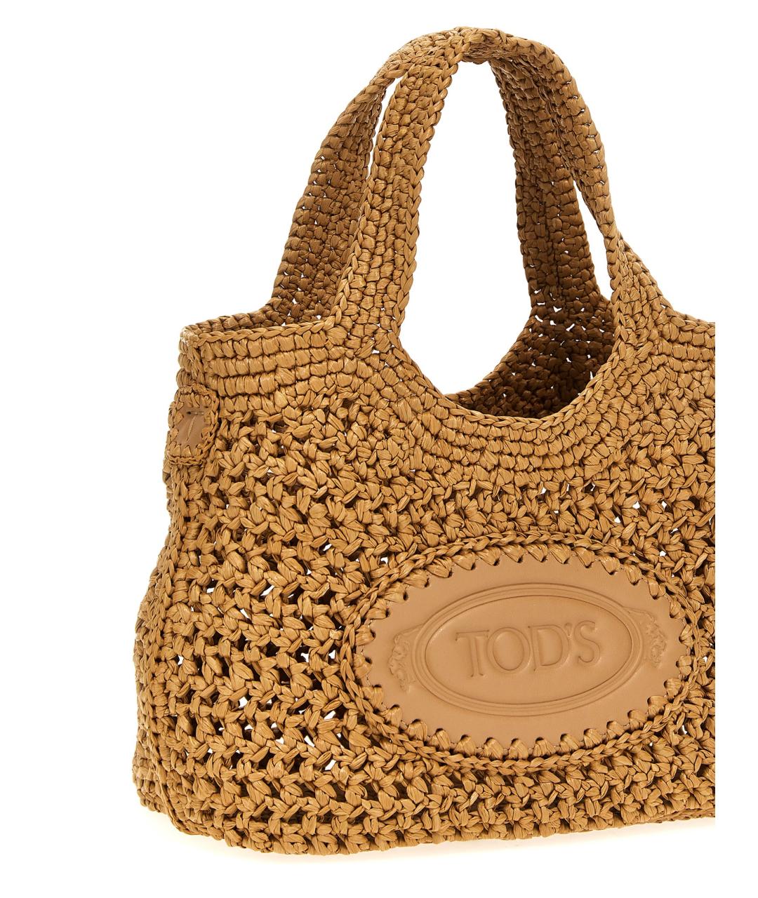 TOD'S Бежевая пелетеная сумка тоут, фото 3