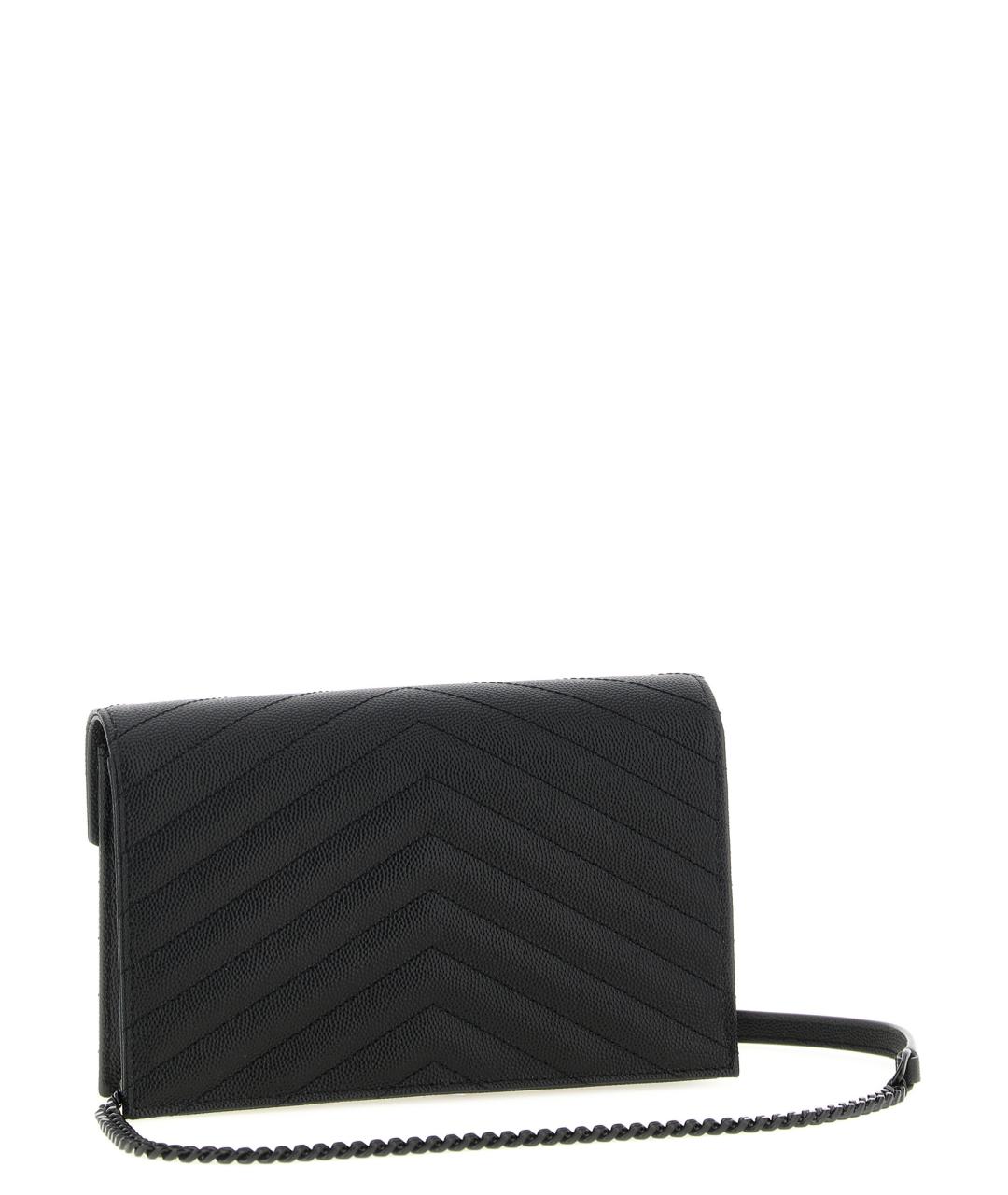 SAINT LAURENT Черная кожаная сумка через плечо, фото 2