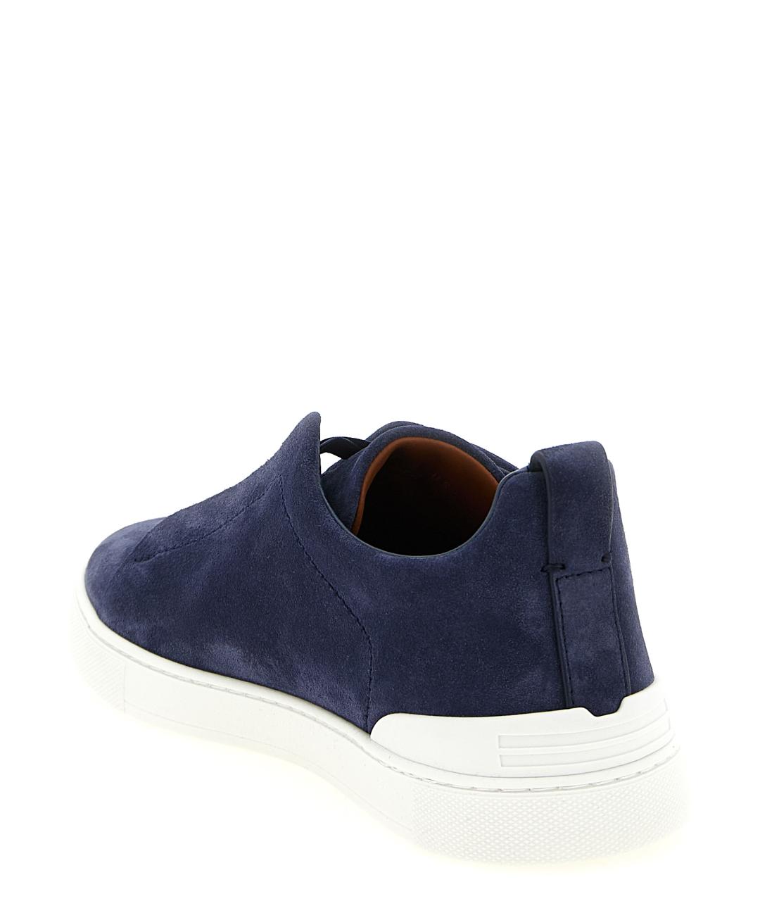 ZEGNA Синие кожаные низкие кроссовки / кеды, фото 3