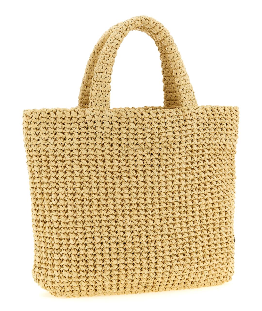 PRADA Бежевая пелетеная сумка тоут, фото 2