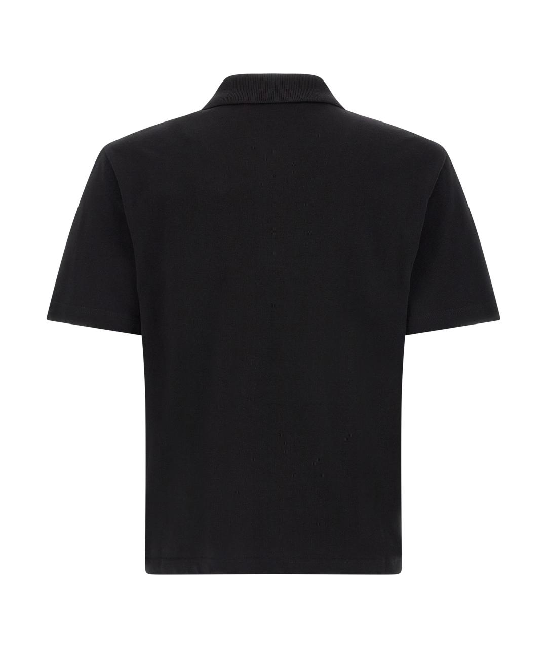 MONCLER Черное хлопковое поло с коротким рукавом, фото 2