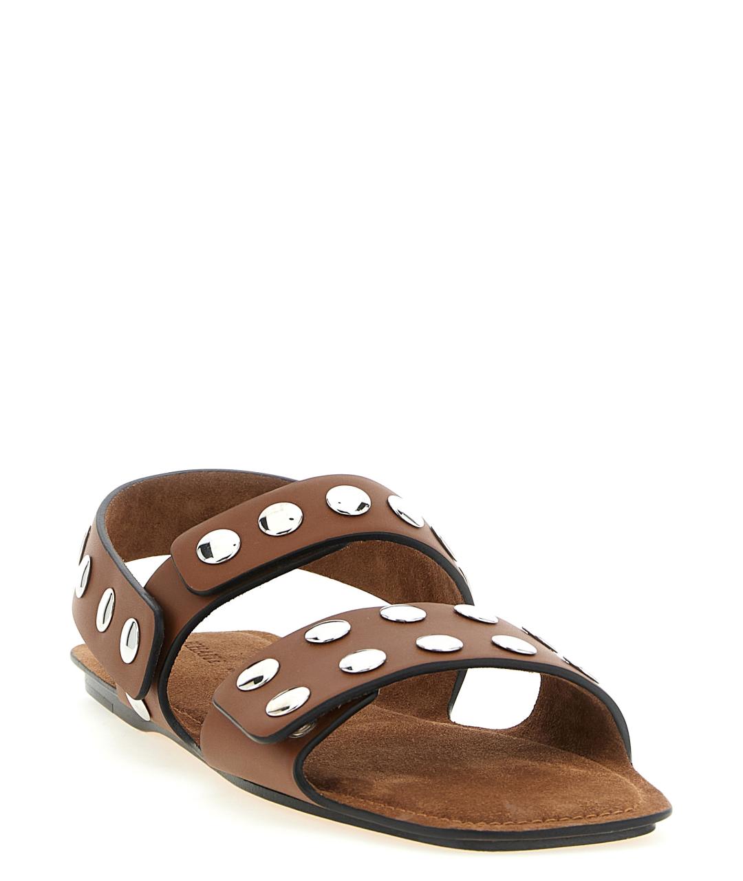 KHAITE Коричневые кожаные сандалии, фото 2