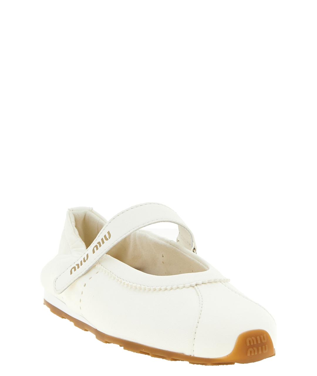 MIU MIU Белые кожаные балетки, фото 2