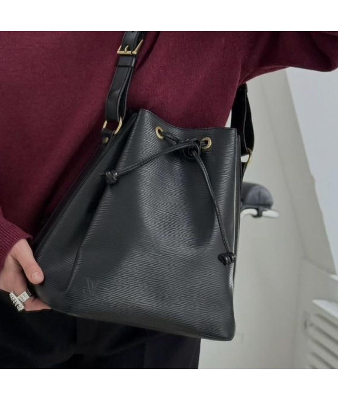 LOUIS VUITTON Черная кожаная сумка тоут, фото 5