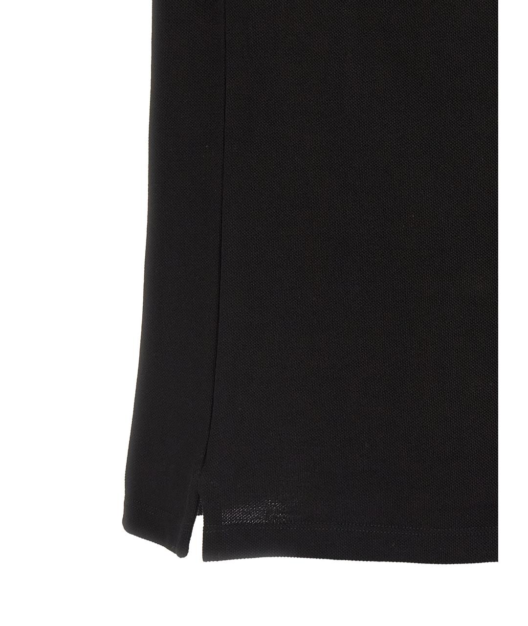 MONCLER Черное хлопковое поло с коротким рукавом, фото 4